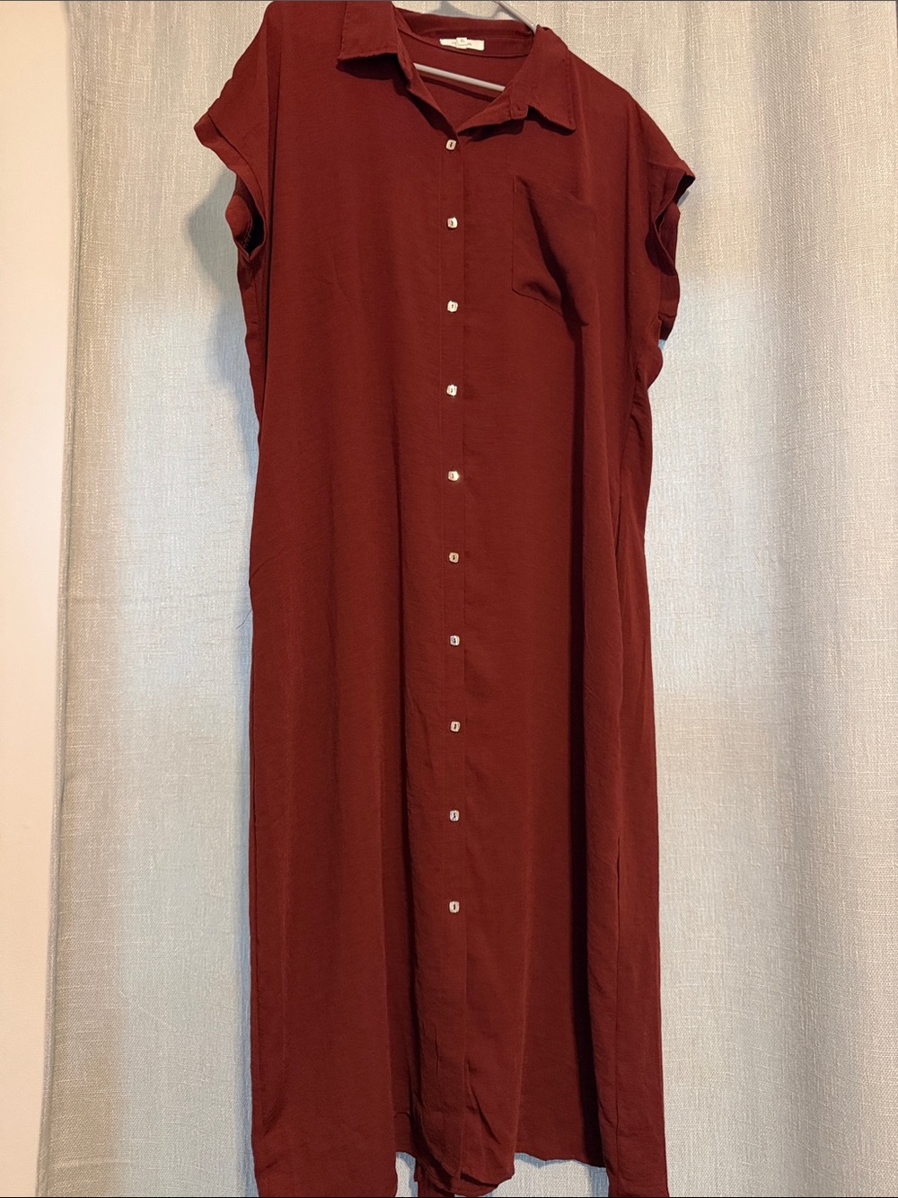 Maurices Rust-Red Button-Front Midi Shirt Dress